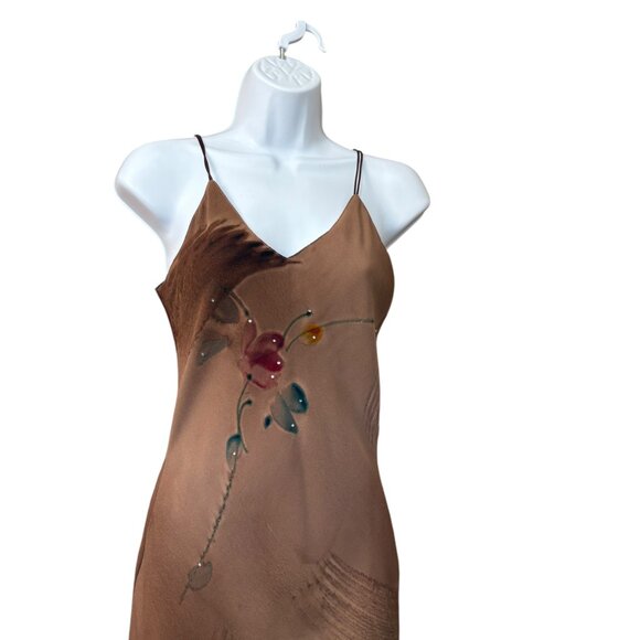 VTG Y2k Regine Los Angeles Fairycore Maxi Slip Deep V Back Embellished Dress M - Picture 6 of 16